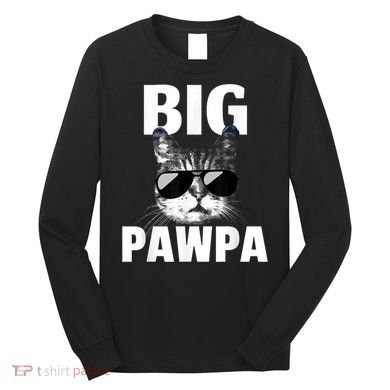 Funny Black And White Cat Kitten Big Pawpa Long Sleeve Shirt