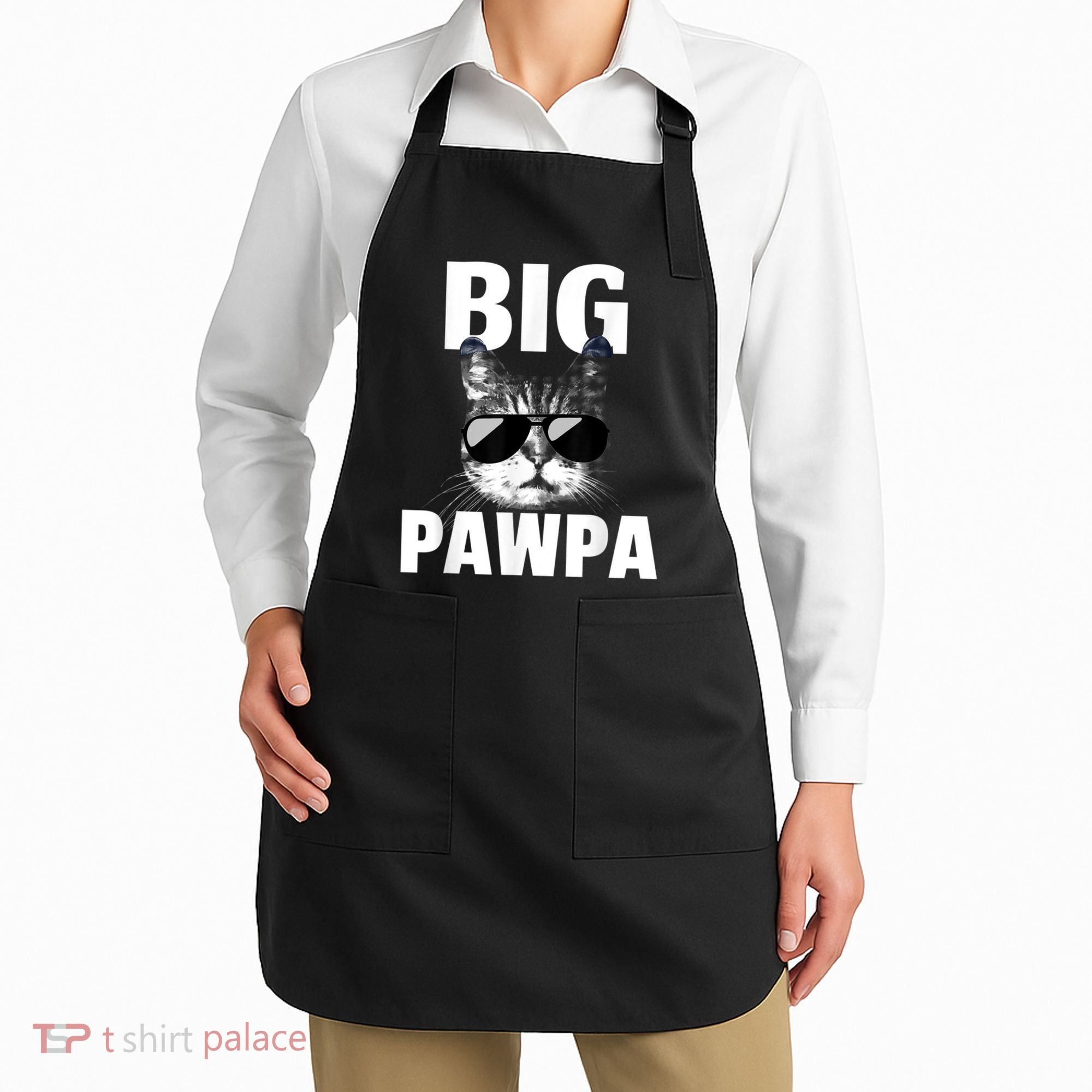 Funny Black And White Cat Kitten Big Pawpa Apron