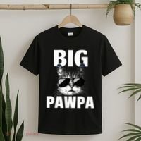 Funny Black And White Cat Kitten Big Pawpa T-Shirt thumb 2