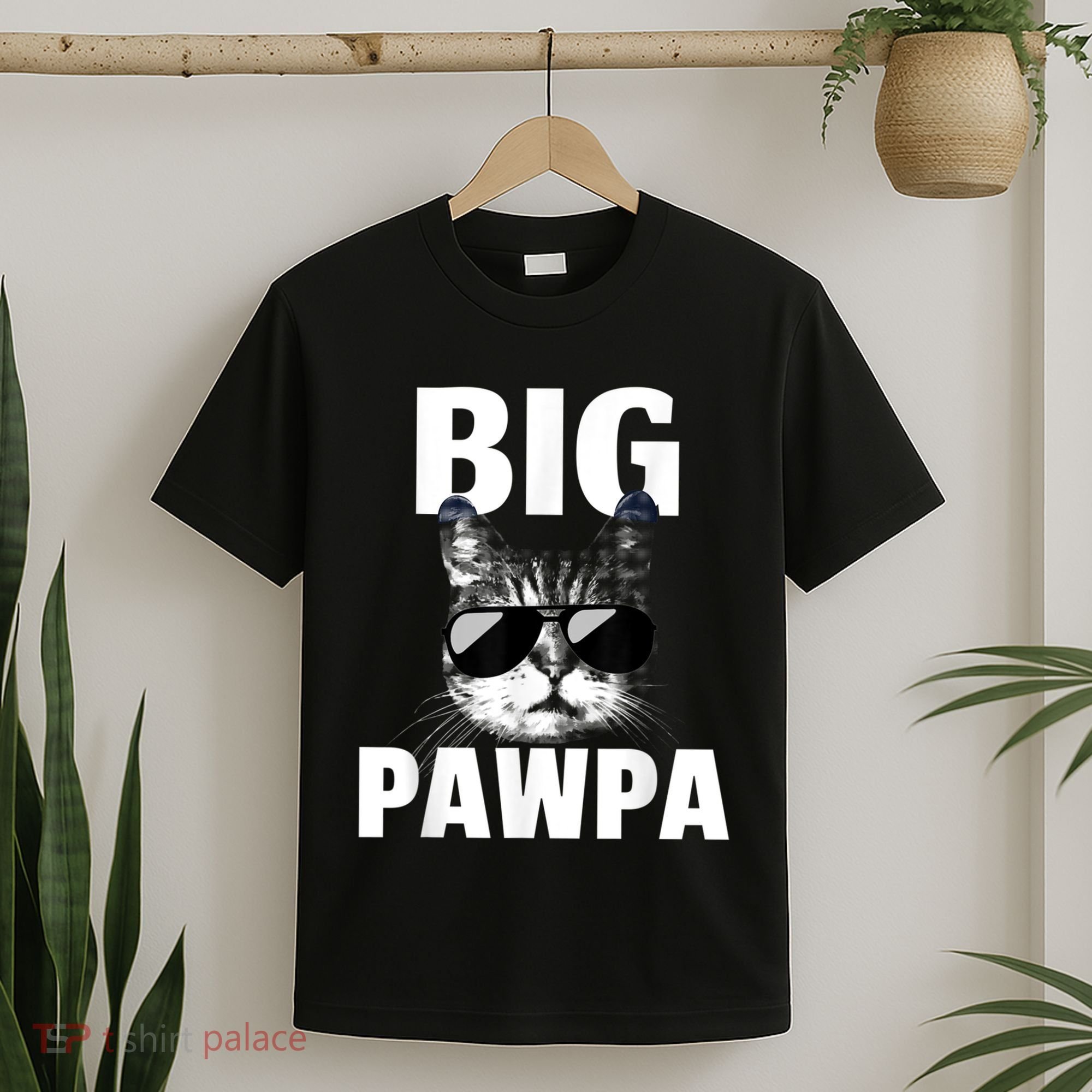 Funny Black And White Cat Kitten Big Pawpa T-Shirt