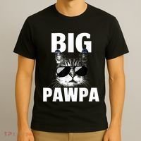 Funny Black And White Cat Kitten Big Pawpa T-Shirt thumb 3