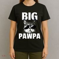 Funny Black And White Cat Kitten Big Pawpa T-Shirt thumb 4