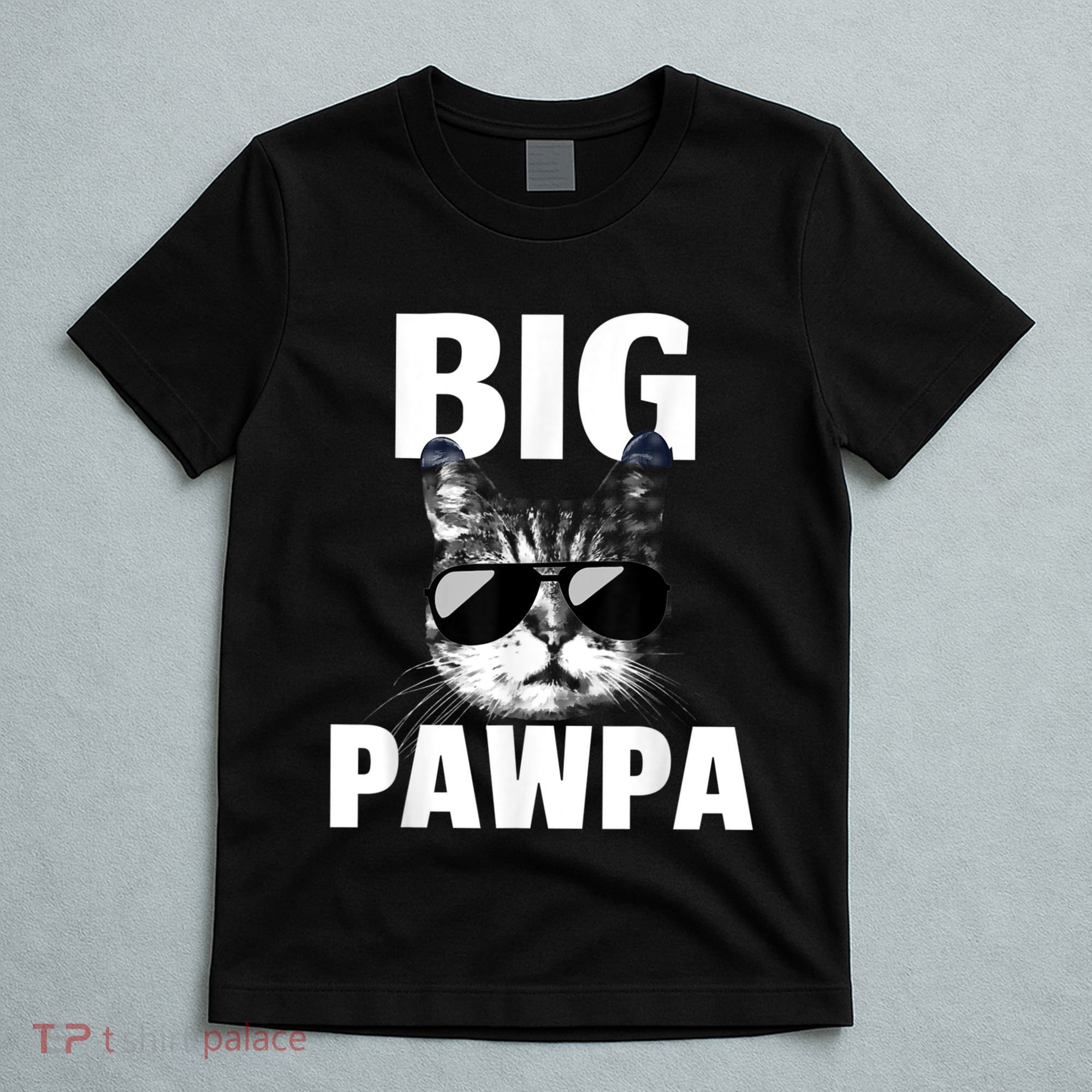 Funny Black And White Cat Kitten Big Pawpa T-Shirt
