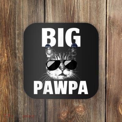 Funny Black And White Cat Kitten Big Pawpa Coaster