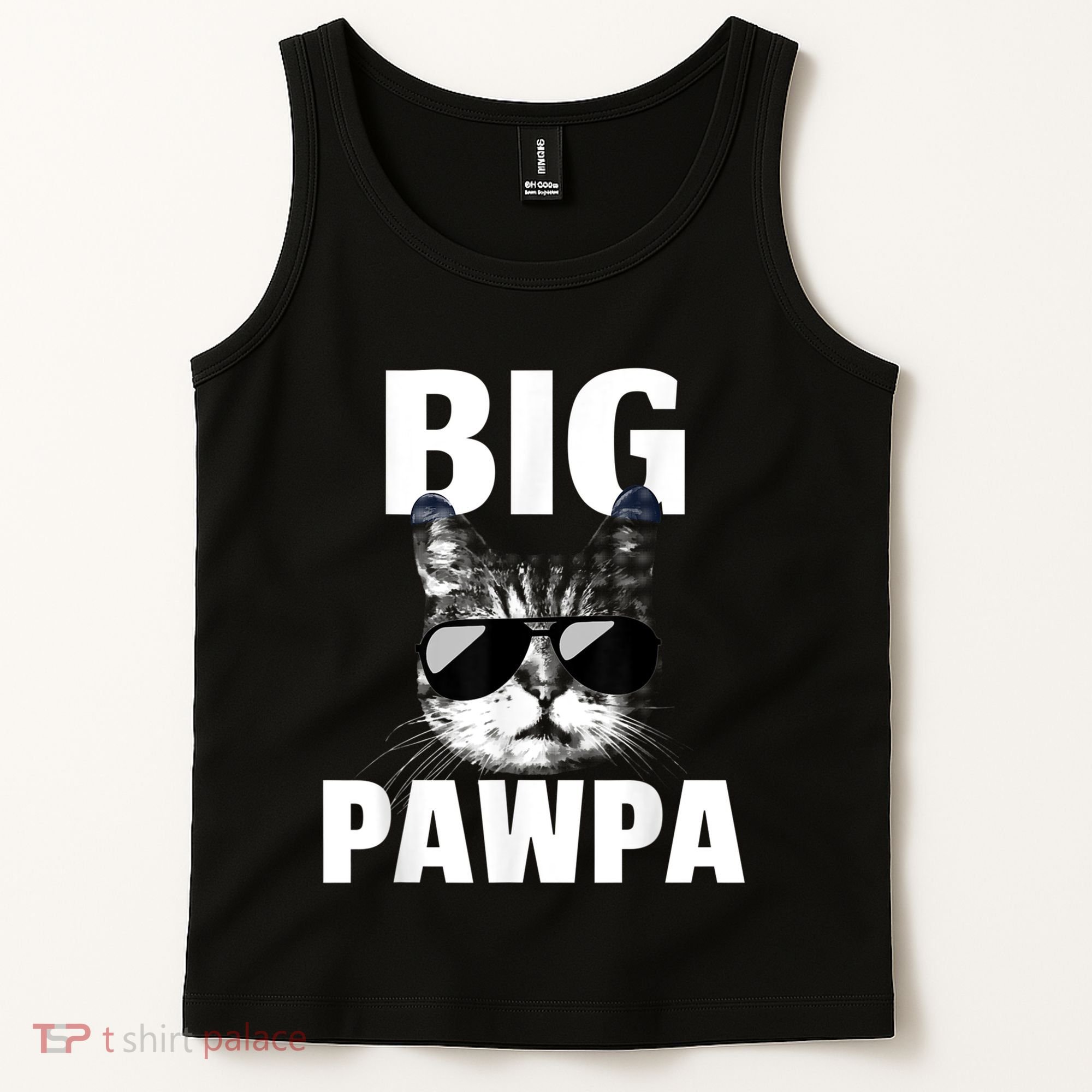 Funny Black And White Cat Kitten Big Pawpa Tank Top
