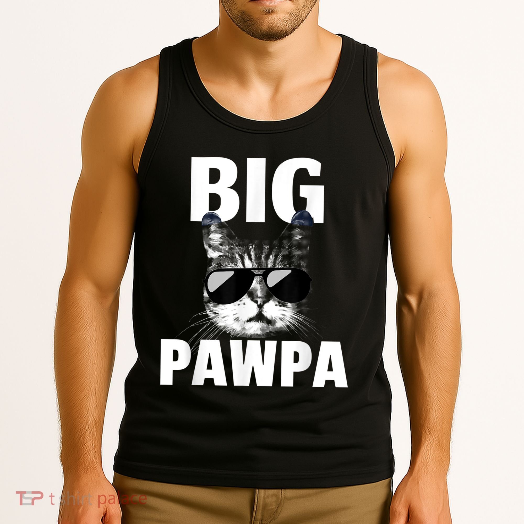 Funny Black And White Cat Kitten Big Pawpa Tank Top