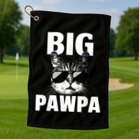 Funny Black And White Cat Kitten Big Pawpa Golf Towel thumb 1
