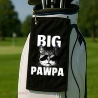 Funny Black And White Cat Kitten Big Pawpa Golf Towel thumb 2