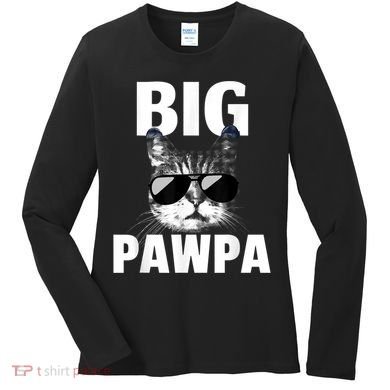 Funny Black And White Cat Kitten Big Pawpa Women's Long Sleeve Shirt