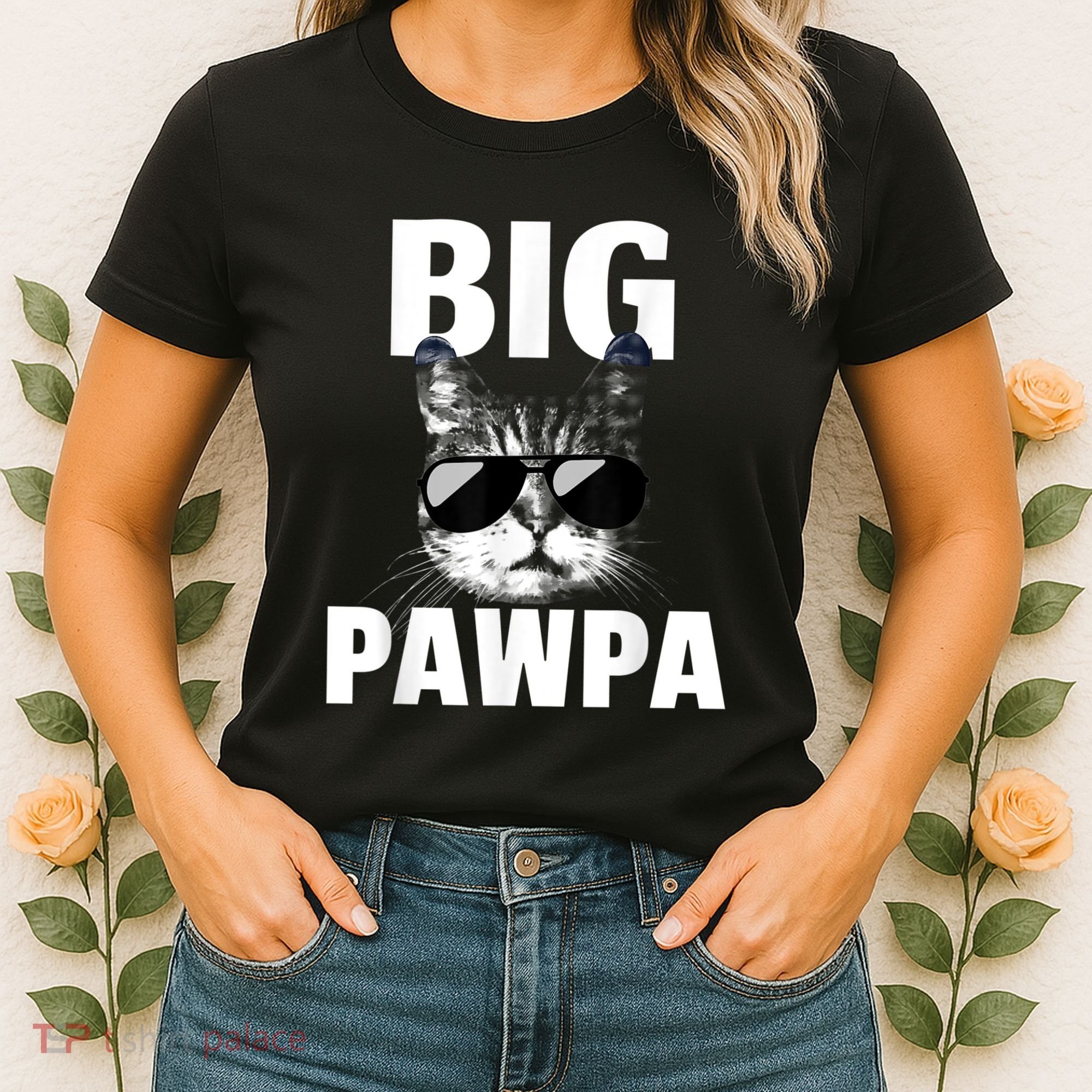 Funny Black And White Cat Kitten Big Pawpa Women's T-Shirt