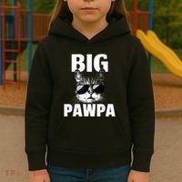 Funny Black And White Cat Kitten Big Pawpa Kids Hoodie thumb 3