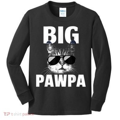 Funny Black And White Cat Kitten Big Pawpa Kids Long Sleeve Shirt
