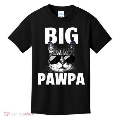 Funny Black And White Cat Kitten Big Pawpa Kids T-Shirt