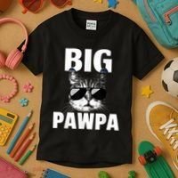 Funny Black And White Cat Kitten Big Pawpa Kids T-Shirt thumb 3