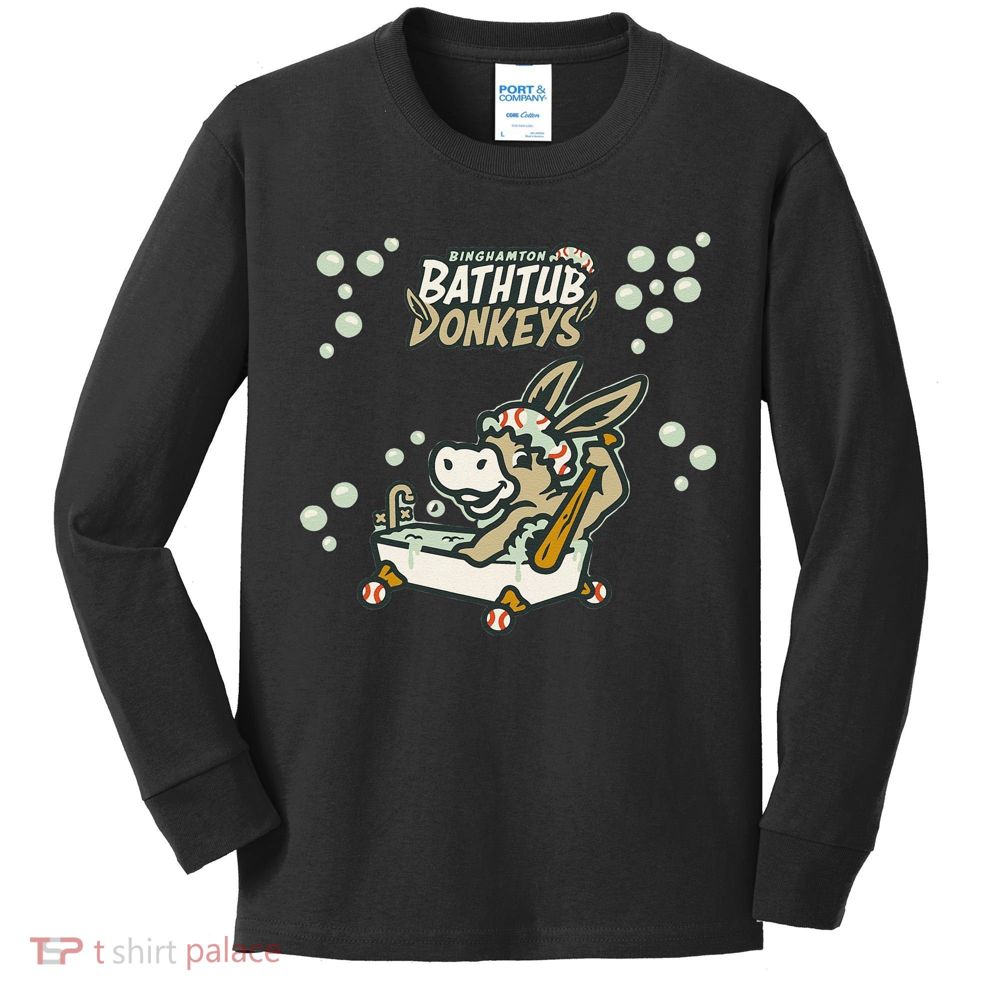 Funny Binghamton Bathtub Donkey Gift Kids Long Sleeve Shirt