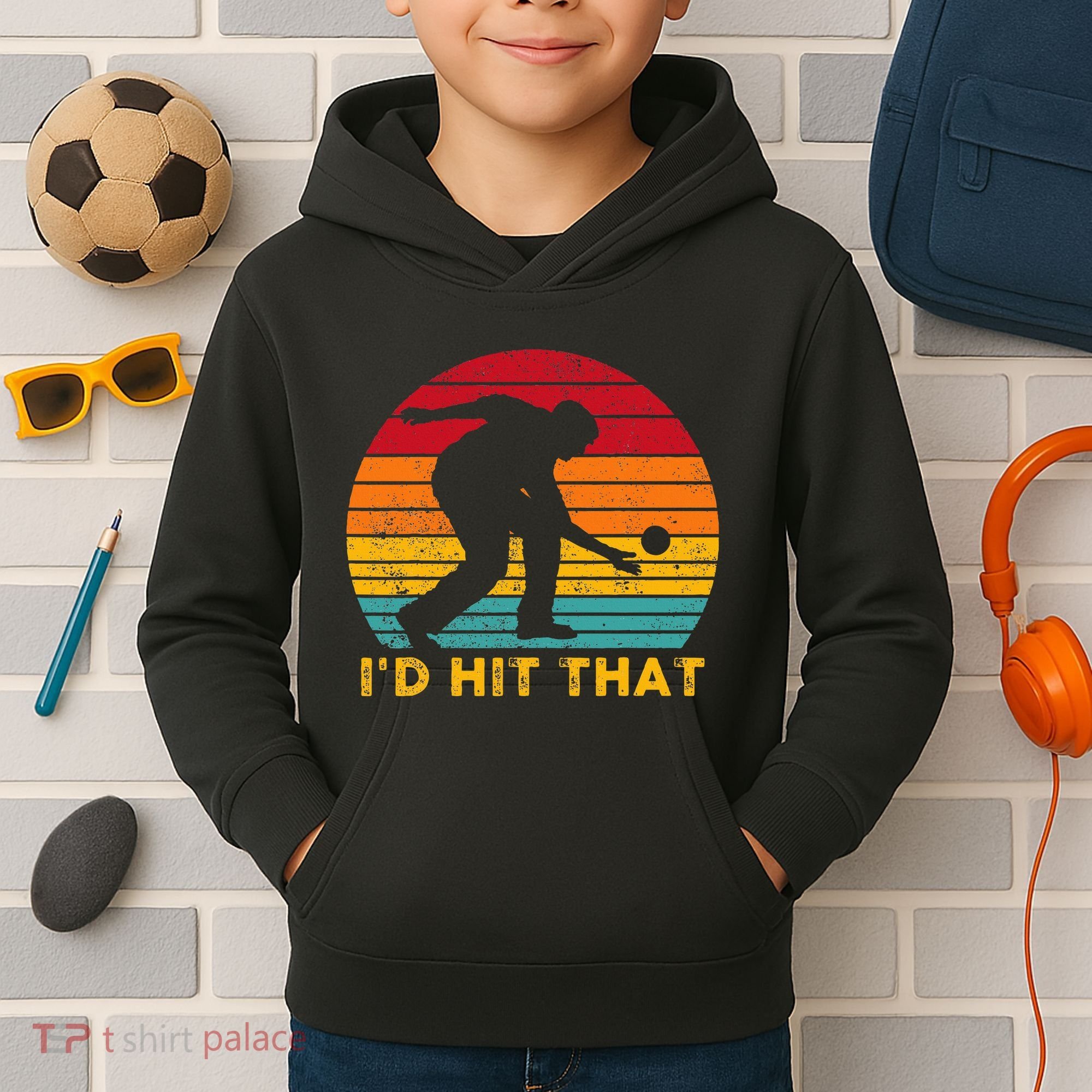 Funny Bocce Ball Retro ID Hit That Kids Hoodie