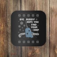 Funny Bye Buddy Christmas  Hope You Find Your Dad Elf Narwhal Coaster thumb 0