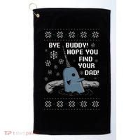 Funny Bye Buddy Christmas  Hope You Find Your Dad Elf Narwhal Golf Towel thumb 0