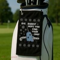 Funny Bye Buddy Christmas  Hope You Find Your Dad Elf Narwhal Golf Towel thumb 2