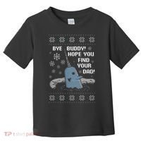 Funny Bye Buddy Christmas  Hope You Find Your Dad Elf Narwhal Toddler T-Shirt thumb 0