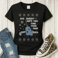Funny Bye Buddy Christmas  Hope You Find Your Dad Elf Narwhal Women's T-Shirt thumb 3