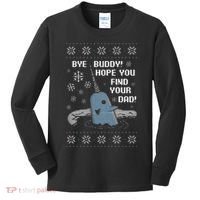 Funny Bye Buddy Christmas  Hope You Find Your Dad Elf Narwhal Kids Long Sleeve Shirt thumb 0