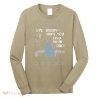 Funny Bye Buddy Christmas  Hope You Find Your Dad Elf Narwhal Long Sleeve Shirt thumb 0