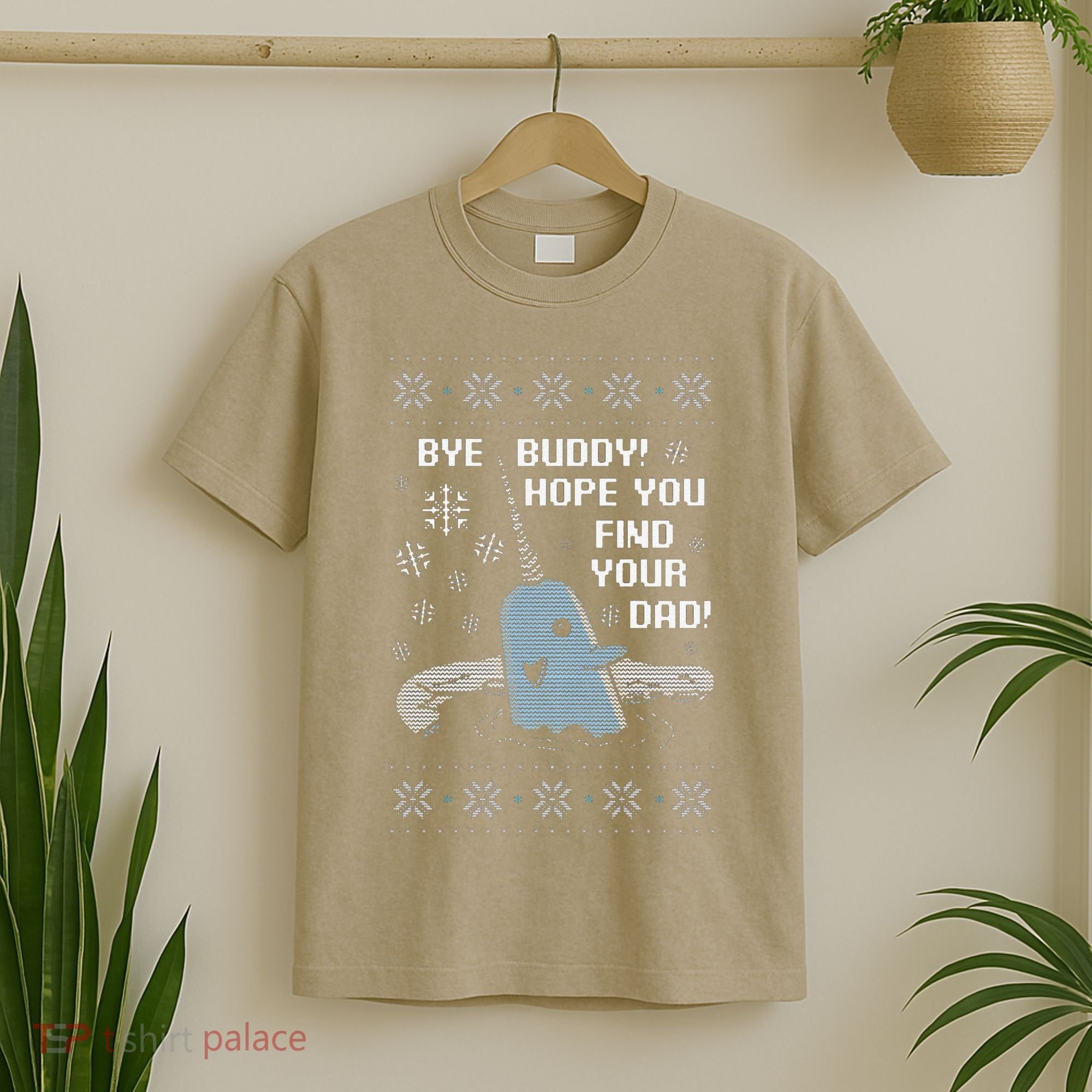 Funny Bye Buddy Christmas  Hope You Find Your Dad Elf Narwhal T-Shirt