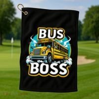 Funny Bus Boss School Bus Driver Back To School Gift Golf Towel thumb 1