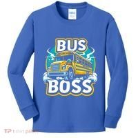 Funny Bus Boss School Bus Driver Back To School Gift Kids Long Sleeve Shirt thumb 0