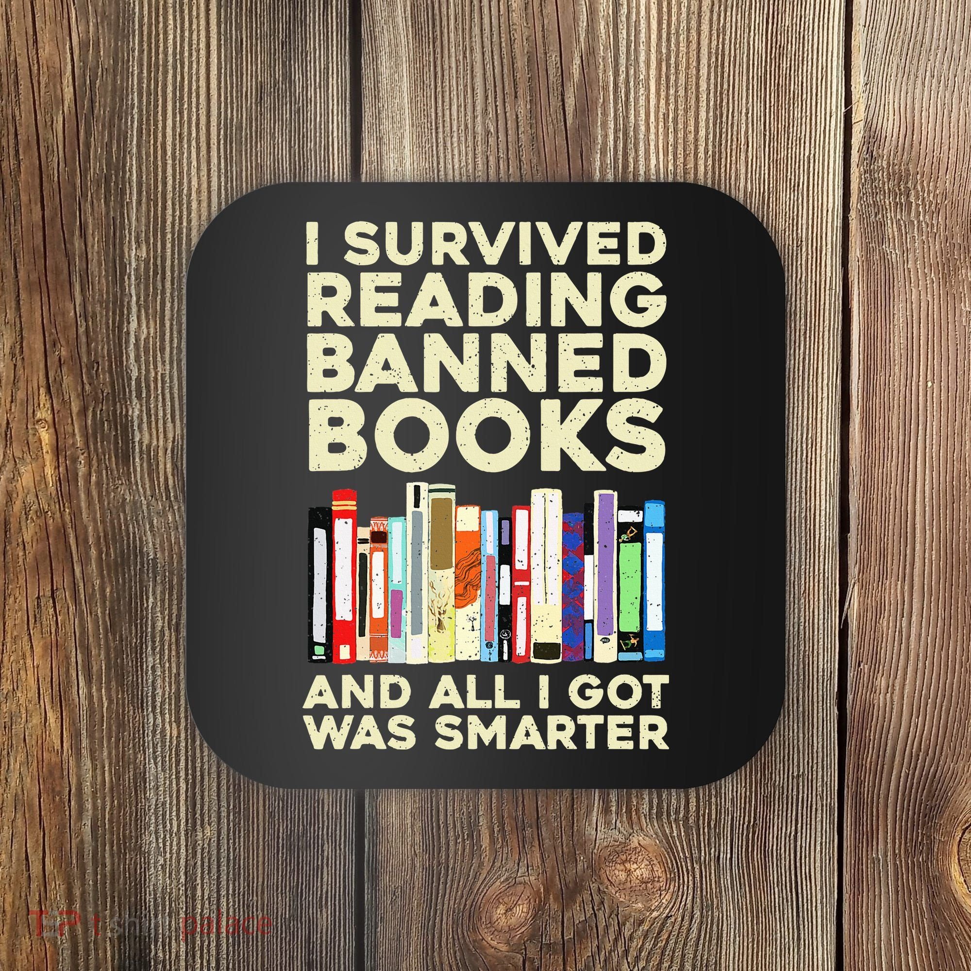 Funny Banned Books Art For  Cool Read Banned Books  Coaster