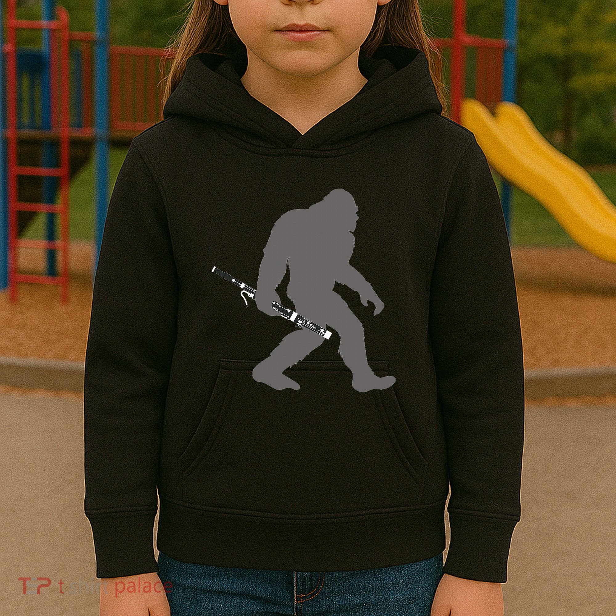 Funny Bassoonist Bigfoot Musician With Bassoon Kids Hoodie