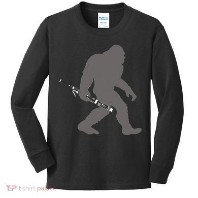 Funny Bassoonist Bigfoot Musician With Bassoon Kids Long Sleeve Shirt