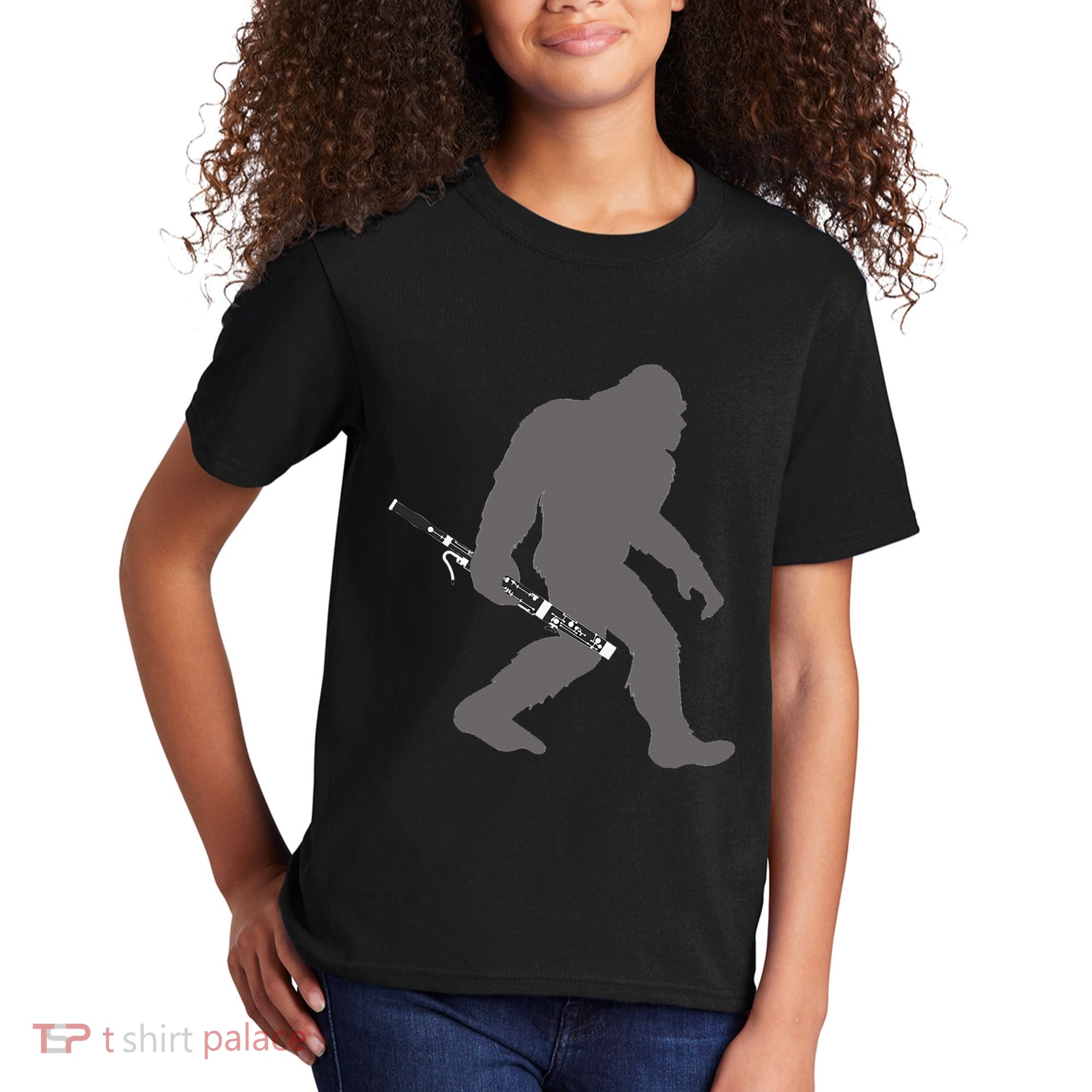 Funny Bassoonist Bigfoot Musician With Bassoon Kids T-Shirt