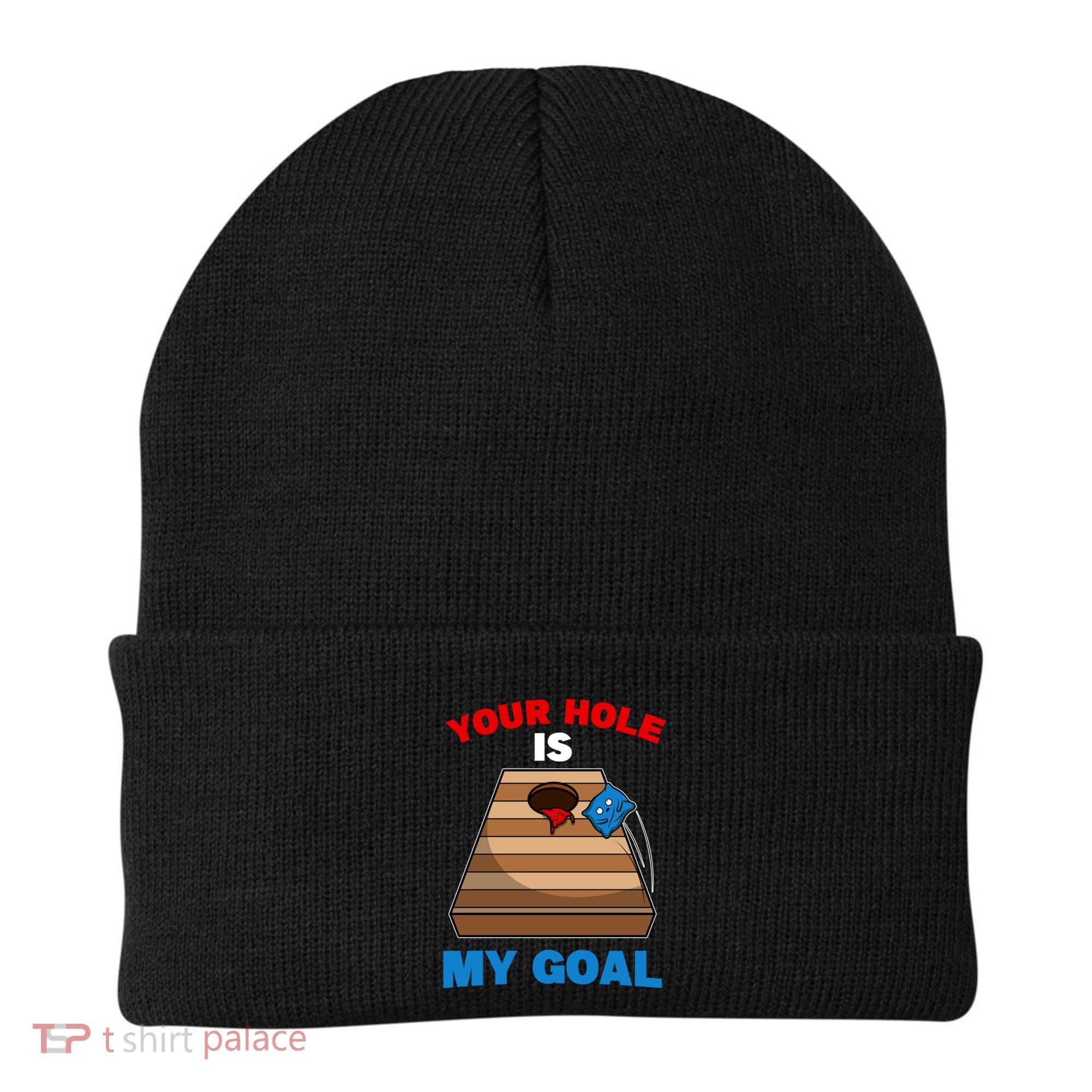 Fun Bean Bag Cornhole Your Hole Is My Goal Funny Gift Beanie