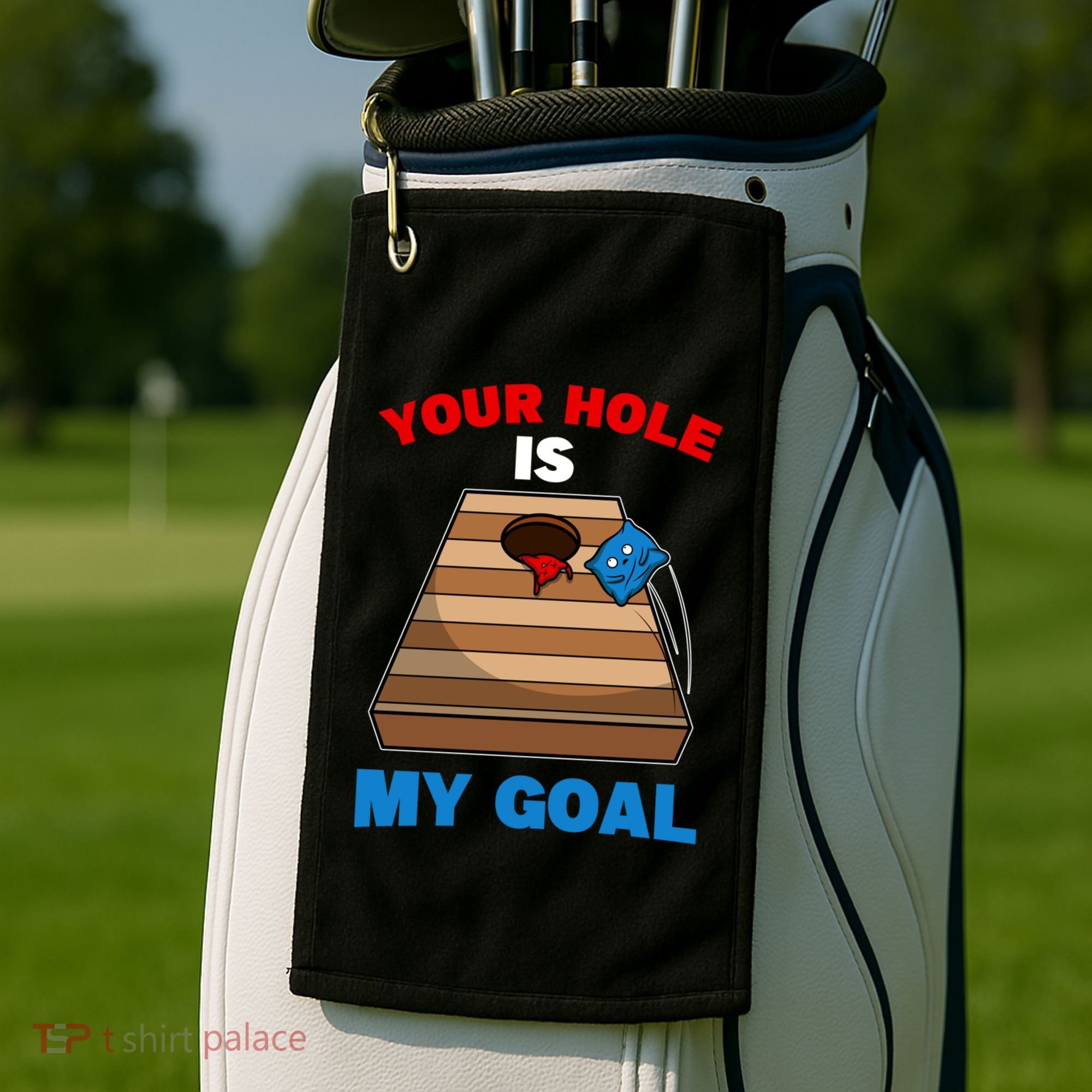 Fun Bean Bag Cornhole Your Hole Is My Goal Funny Gift Golf Towel