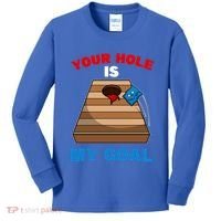 Fun Bean Bag Cornhole Your Hole Is My Goal Funny Gift Kids Long Sleeve Shirt thumb 0