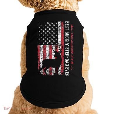 Flag Best Buckin Step Dad Ever Deer Hunting Fathers Day Doggie Tank