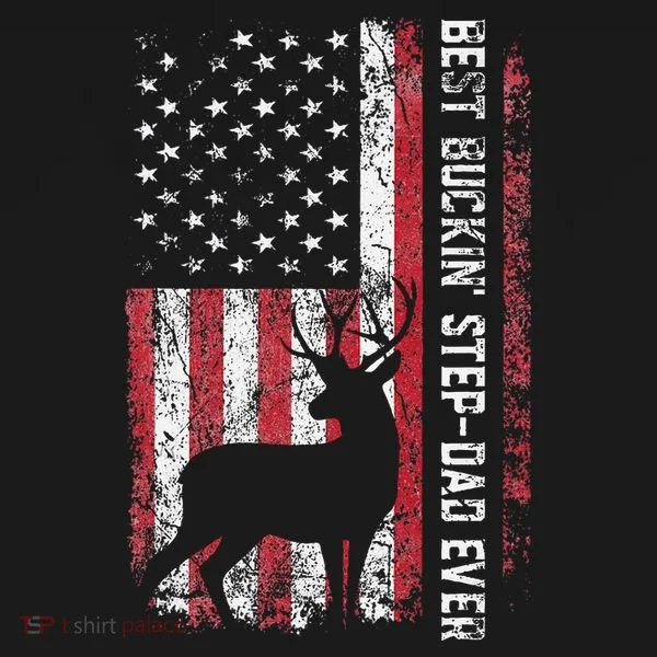 Flag Best Buckin Step Dad Ever Deer Hunting Fathers Day Doggie Tank