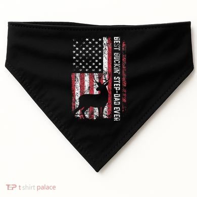Flag Best Buckin Step Dad Ever Deer Hunting Fathers Day USA-Made Doggie Bandana
