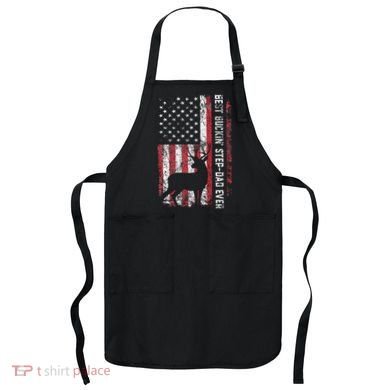 Flag Best Buckin Step Dad Ever Deer Hunting Fathers Day Apron