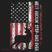 Flag Best Buckin Step Dad Ever Deer Hunting Fathers Day Beanie thumb 2