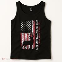 Flag Best Buckin Step Dad Ever Deer Hunting Fathers Day Tank Top thumb 2