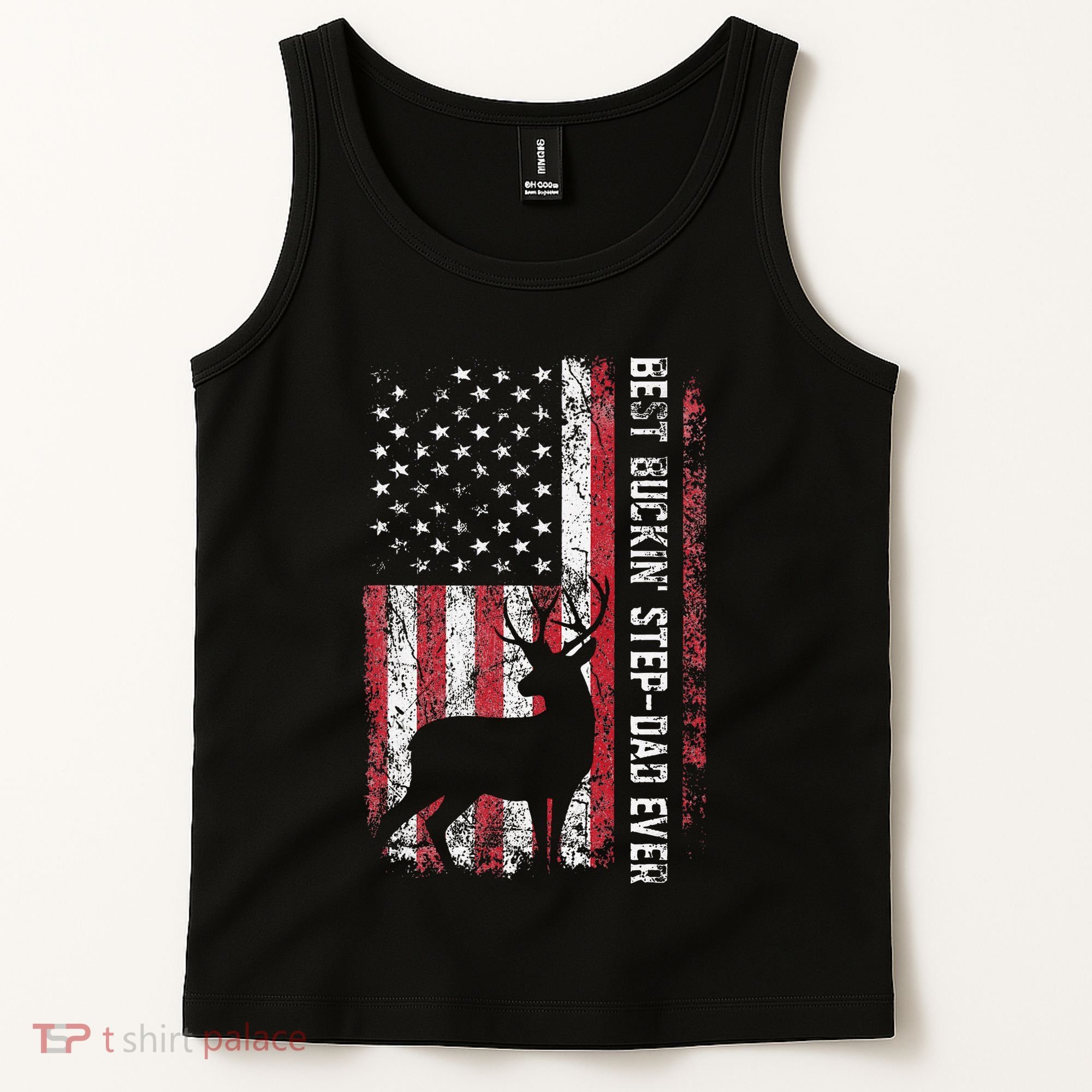 Flag Best Buckin Step Dad Ever Deer Hunting Fathers Day Tank Top