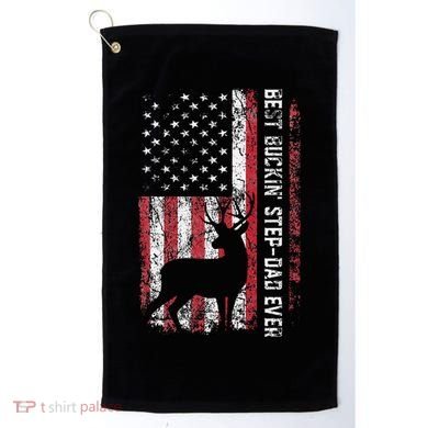 Flag Best Buckin Step Dad Ever Deer Hunting Fathers Day Golf Towel