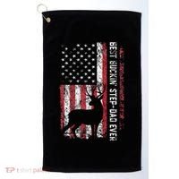 Flag Best Buckin Step Dad Ever Deer Hunting Fathers Day Golf Towel thumb 0