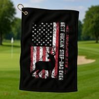 Flag Best Buckin Step Dad Ever Deer Hunting Fathers Day Golf Towel thumb 1