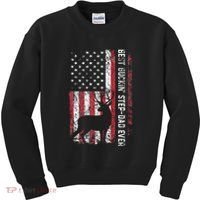 Flag Best Buckin Step Dad Ever Deer Hunting Fathers Day Kids Sweatshirt thumb 0