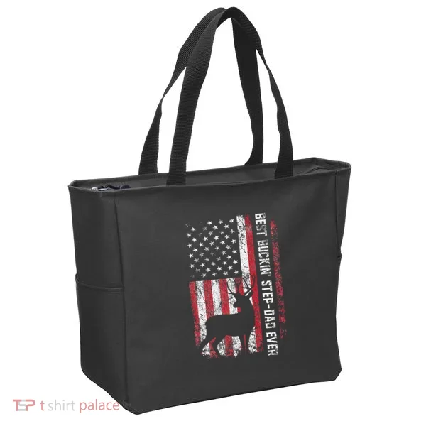 Flag Best Buckin Step Dad Ever Deer Hunting Fathers Day Tote Bag