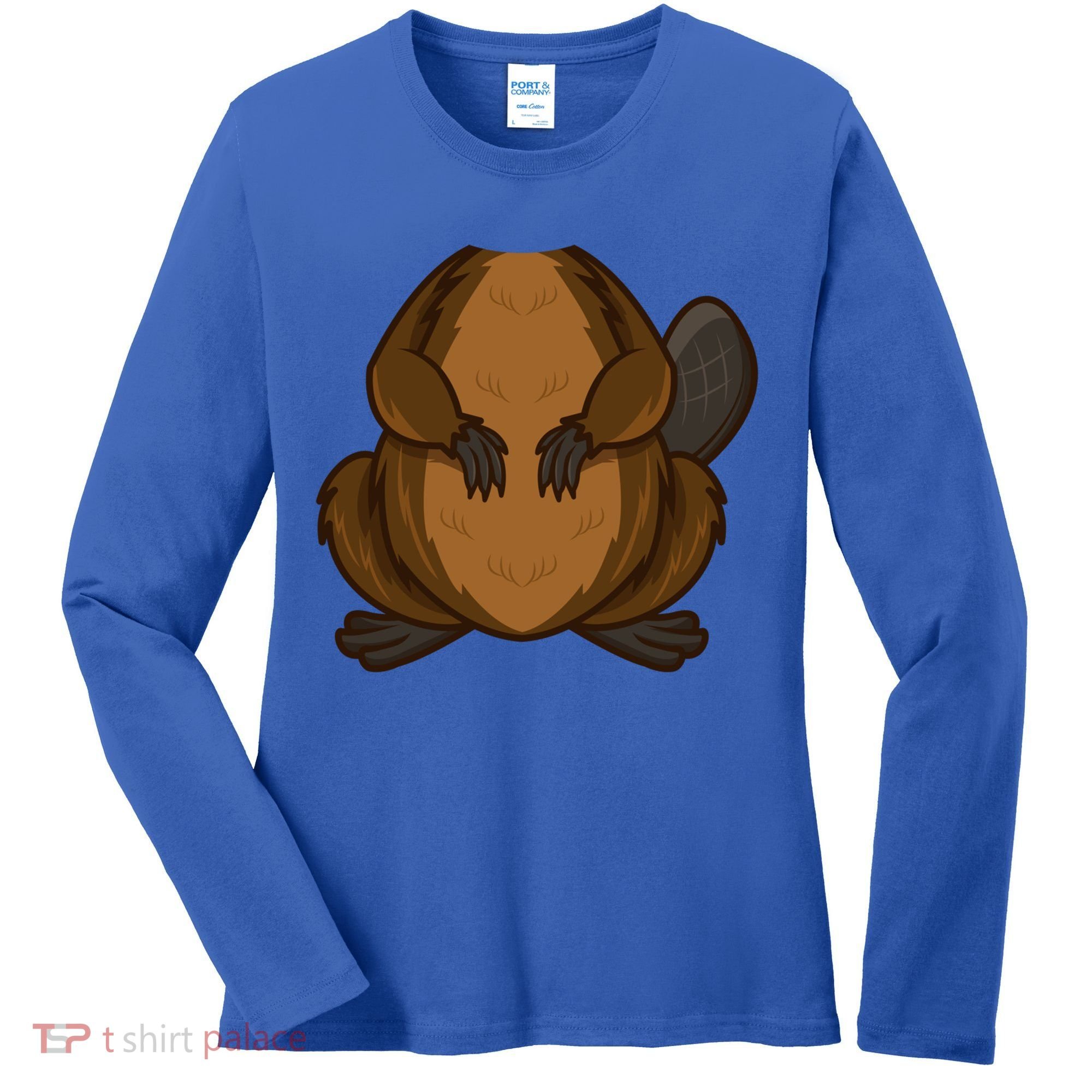 Funny Beaver Body Headless Halloween Easy Costume Outfit Cool Gift Women's Long Sleeve Shirt